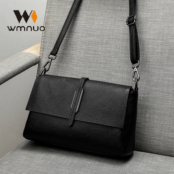 

Wmnuo New Shoulder Messenger Bag Women Simple Real Leather Handbag Ladies Big Capacity Underarm Portable Bag 2 Shoulder Straps