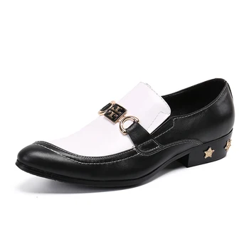 

YIHONGMEIQI News in 2020! Leather business shoes, black and white color matching, men, office, wedding, men's pointed shoes