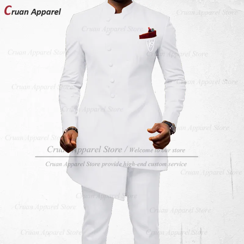 Indian Wedding Men Suit Set Tailor-made Slim Fit Gold Robe Blazer Pants 2Pcs 20 Colors