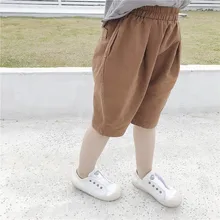 Летняя новая стильная детская одежда детские шорты в Корейском стиле мешковатые брюки однотонные шорты Pp брюки модные 207