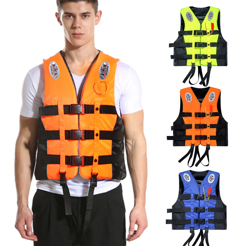 Life Jacket Vest Adult Kids With Whistle 3 colors Fully Enclosed Size L XL XXL 