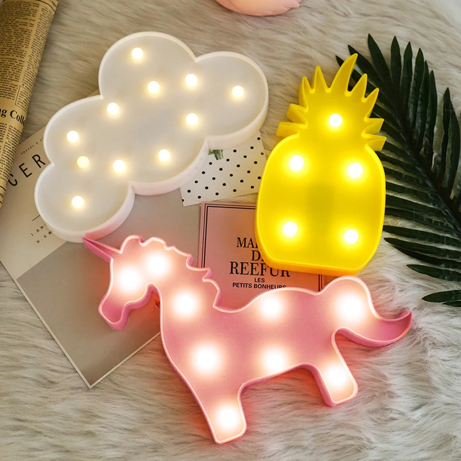 

Neon LED Light Flamingo Unicorn Angle Xmas Tree Pineapple Cloud Star LED Night Light For Home Party Decoration Wedding Christmas