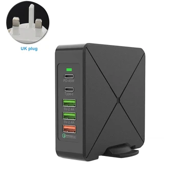 

Wall Plug 75W PD Home Safe Travel USB Quick Charger Portable With Power Adapter Mobile Phone Station Laptop Type C Multi Port