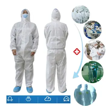 

White Coverall Hazmat Suit Protection Protective Disposable Anti-virus Medical Factory Hospital Safety Clothing