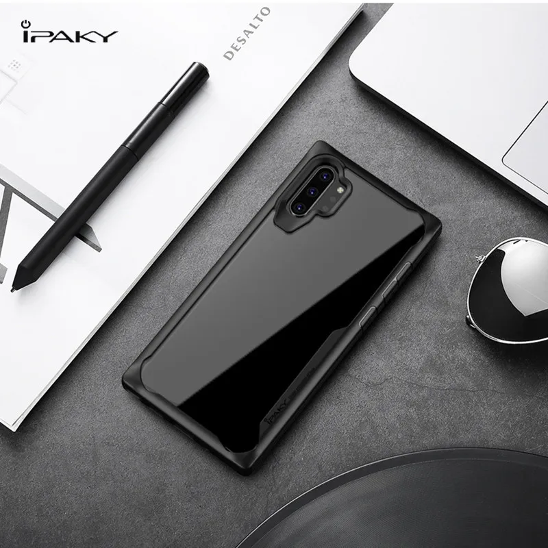 Чехол note10 pro для samsung galaxy note 10 plus IPAKY ударопрочный Прозрачный Силиконовый ТПУ +