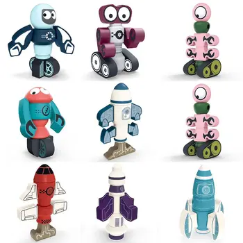 

Cute Cartoon Magnetic Robot Building Blocks Rocket Model Puzzle Assembling Educational Toys for Kids Children Gift