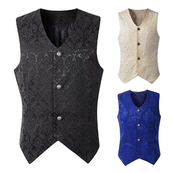 

Men's Vintage Medieval Jacquard Waistcoat Gothic Steampunk Gentleman Vest