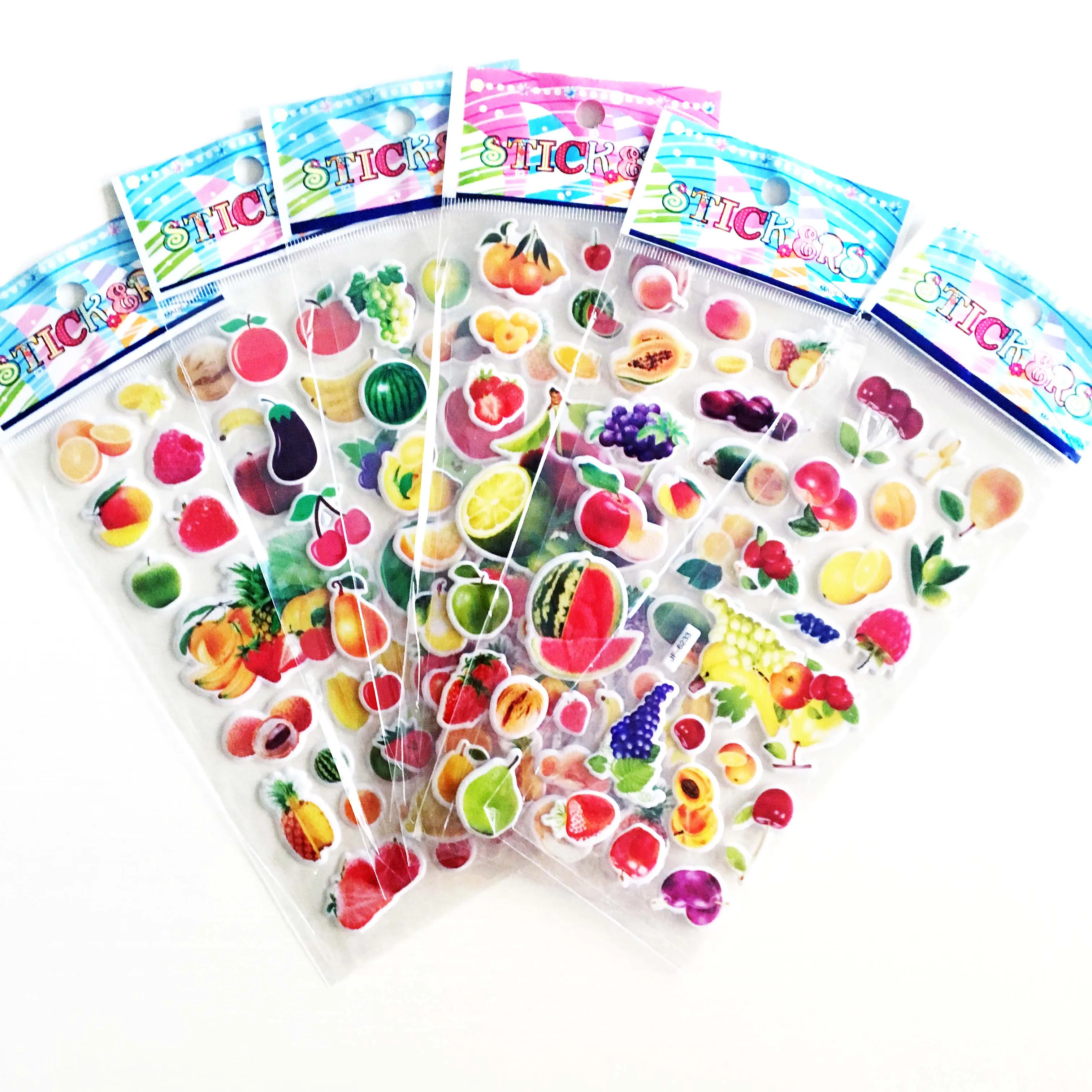 6 шт. 3D наклейки с фруктами, детские ПВХ наклейки для мальчиков и девочек, Пузырьковые наклейки, игрушки для детей, подарок на день рождения, сделай сам