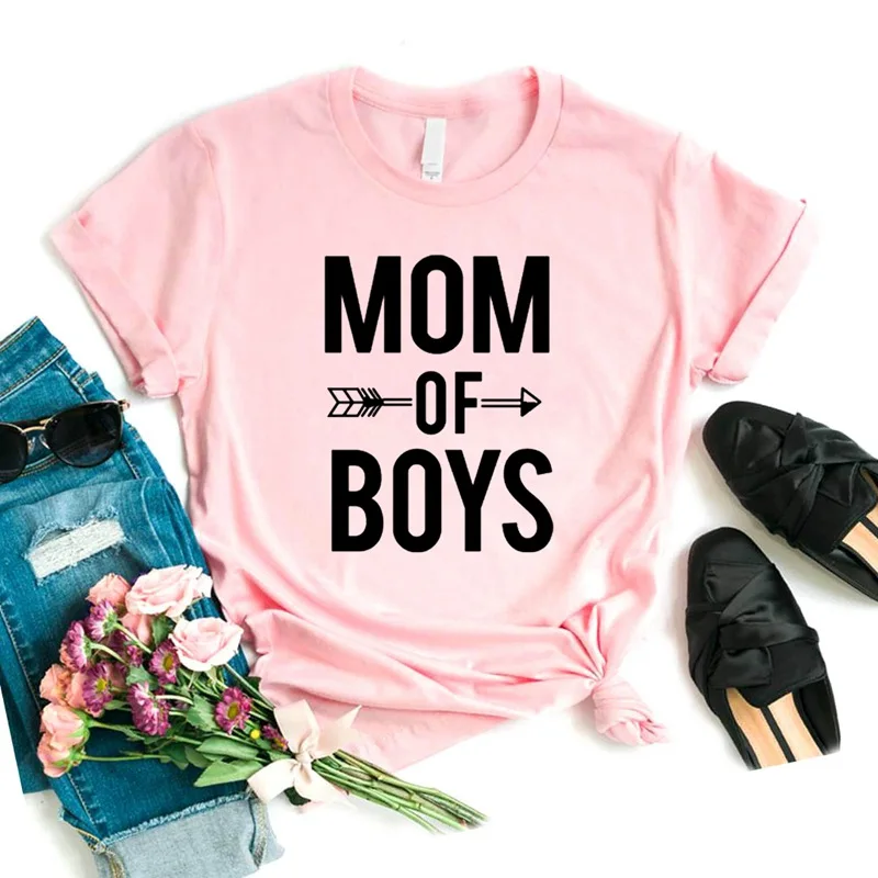 Розовый MOM of Boys ARROW, женская футболка, хлопковая Повседневная забавная футболка, подарок для леди Йонг, уличный Топ, футболка, 6 цветов, MF-3 - Цвет: Розовый