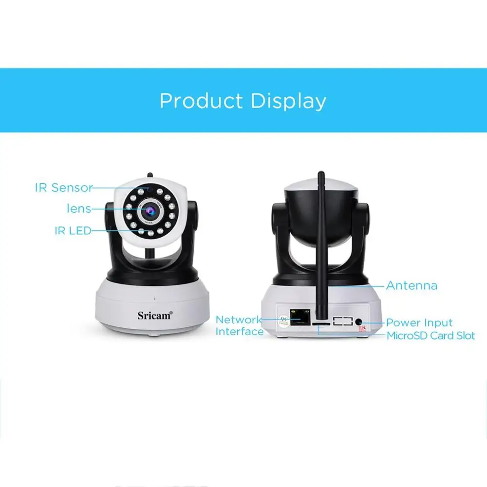Sricam SP017 HD Беспроводная ip-камера безопасности Wifi двухсторонняя аудио IR-Cut ночное видение Аудио Сигнализация для внутреннего наблюдения радионяня