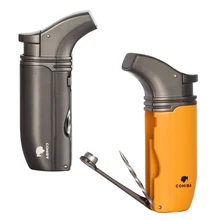 COHIBA инструмент для курения Металл бутан газ зажигалка для сигар 2 фонарь пламя Windprood зажигалки для сигарет со встроенной иглой для сигар