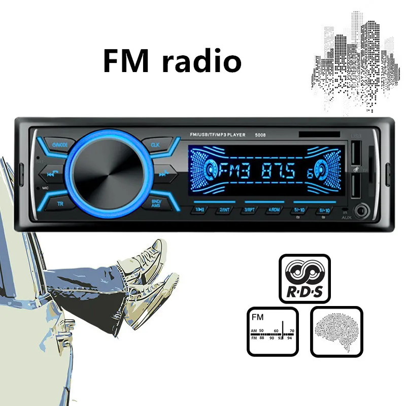 1 din стерео приемник MP3-плеер декодер bluetooth автомобильный комплект модуль fm модулятор аудио Авто двойной USB зарядное устройство 12 в радио 5008