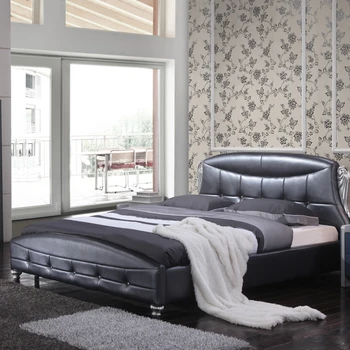 

French style bed room furniture bedroom set luxury royal leather bed