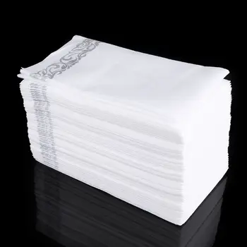

Disposable Linen-Feel Guest Towels - Decorative White Hand Towels, Silver Floral Cloth-Like Paper Napkins