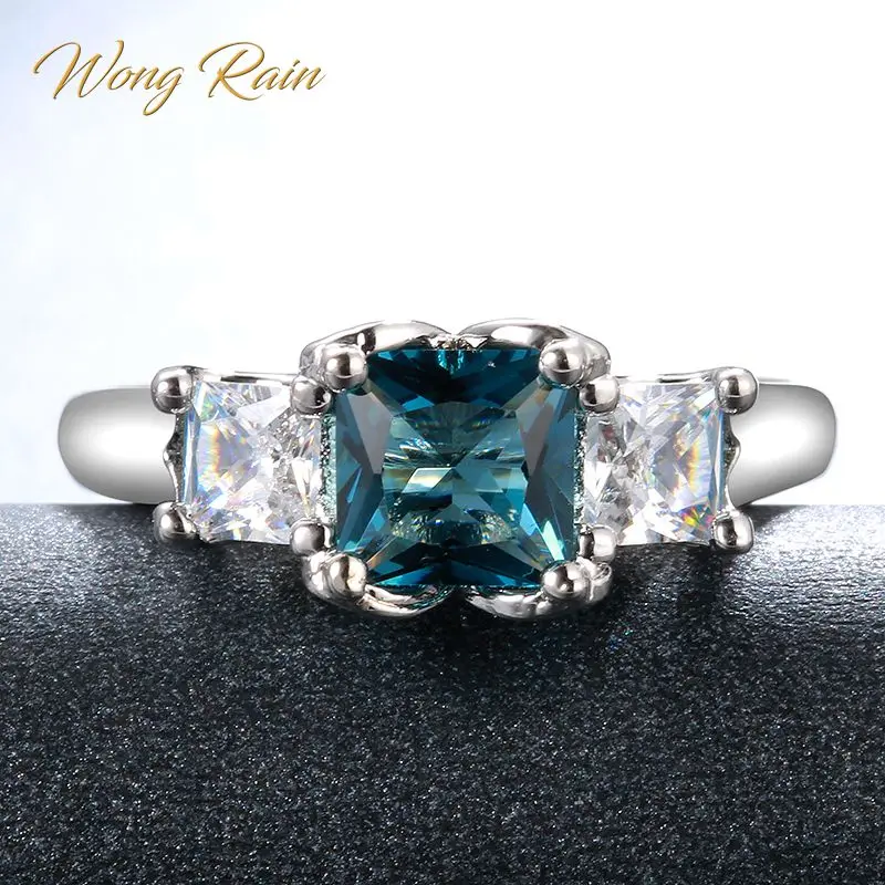 Wong Rain Vintage 100% Стерлинговое Серебро 925 пробы сапфир топаз драгоценный камень