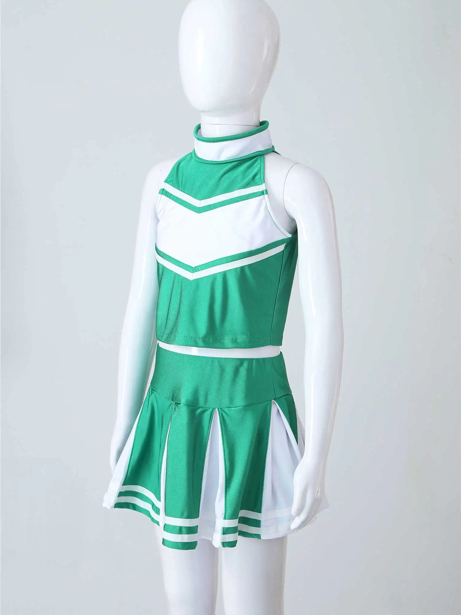 Cheerleading Costume for Kids Tops with Pleated Skirt Set for School Stage Performance Cheerlead Uniforms Outfit Girls