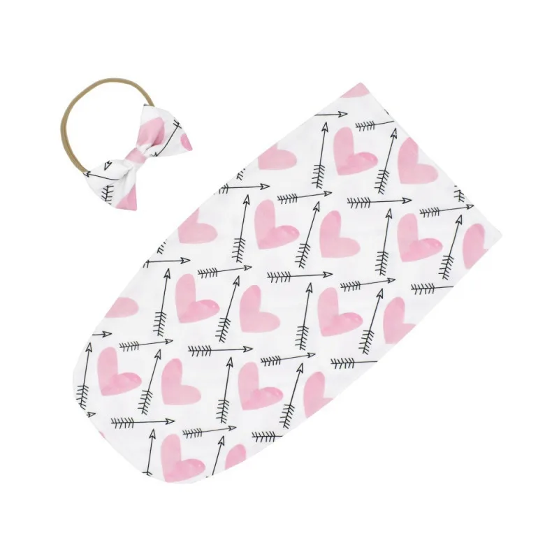 Спальный мешок для новорожденных 0-2 м, комплект для новорожденных, милое одеяло с цветочным рисунком, пеленка для сна+ повязка на голову