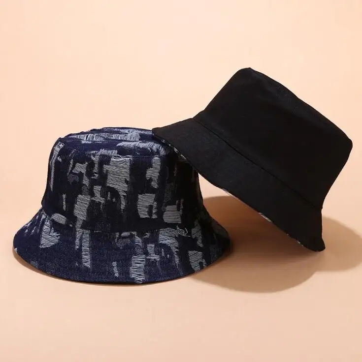 Autumn Winter European Retro Denim Jeans Bucket Hat Reversible Cowboy Bob Caps Hip Hop warm Men Women panama warm Bucket Hat