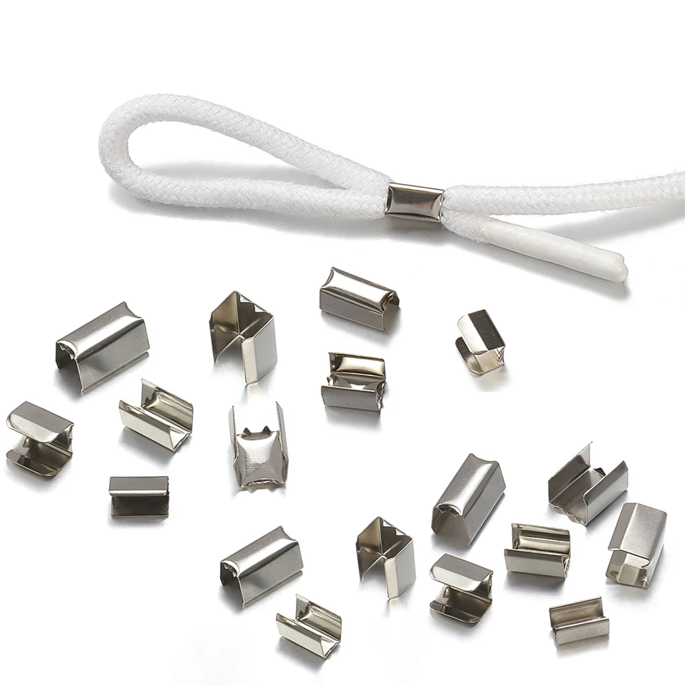 100pcs5x10mmMetalCordFastenerCrimpingStringLeatherRopeFold