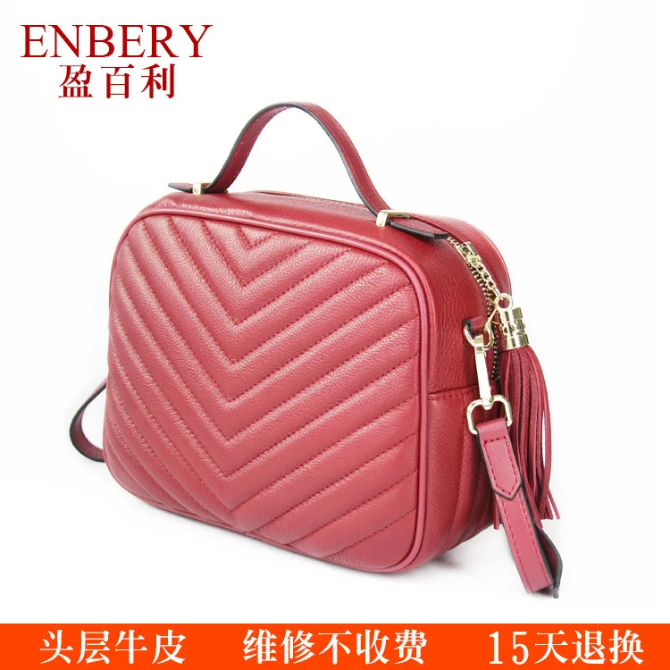 

2018 New Style Korean-style WOMEN'S Leather Bags Full-grain Leather Fashion Small Square Bag Hand Shoulder Oblique Bag