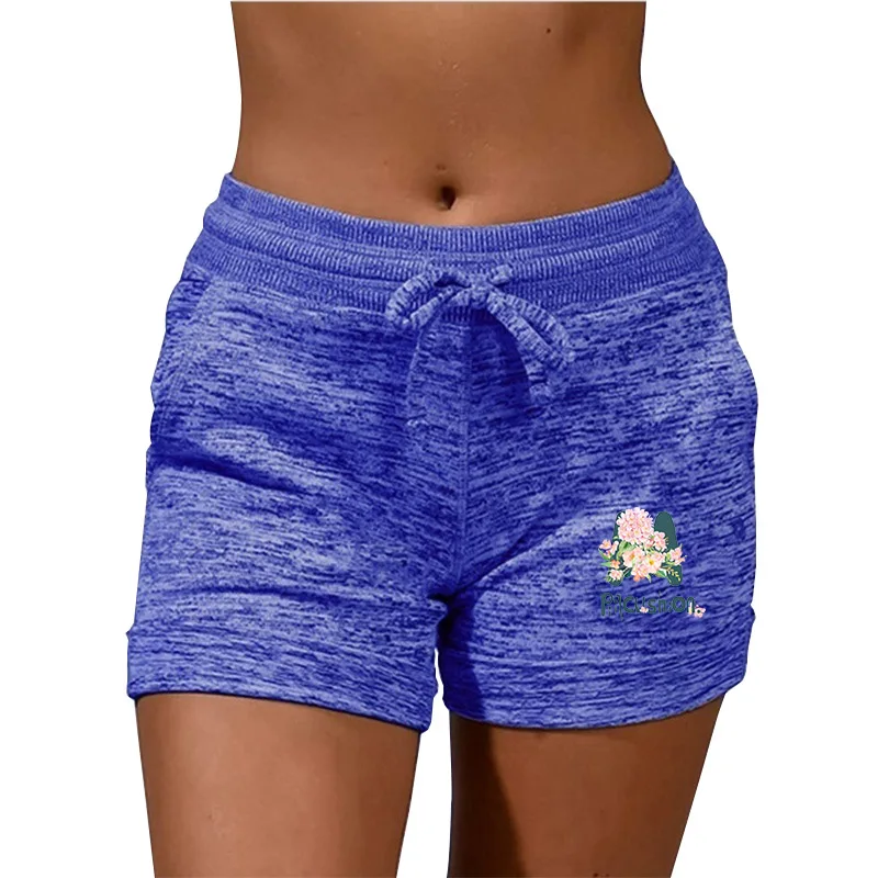 mens swim shorts Woman Shorts Workout Low Waist with Flower Print Drawstring Running Sports Home Yoga Fitness Short Pants Plus Size nike dri fit shorts Shorts