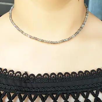 

Lily Jewelry Shining Labradorite Faceted Beads Choker Necklace GF Fashion 40-45cm Nice gift for Women or Men Dropshipping
