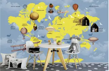 

Customized modern cartoon world map background wallpaper mural