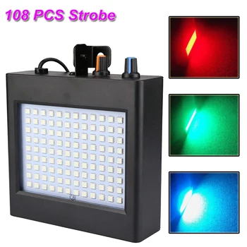 

108 LED Mixed Flashing Stage Projector Adjustable Flash Speed Sound Activated Disco Lights for Wedding KTV Parties Strobe Lamp