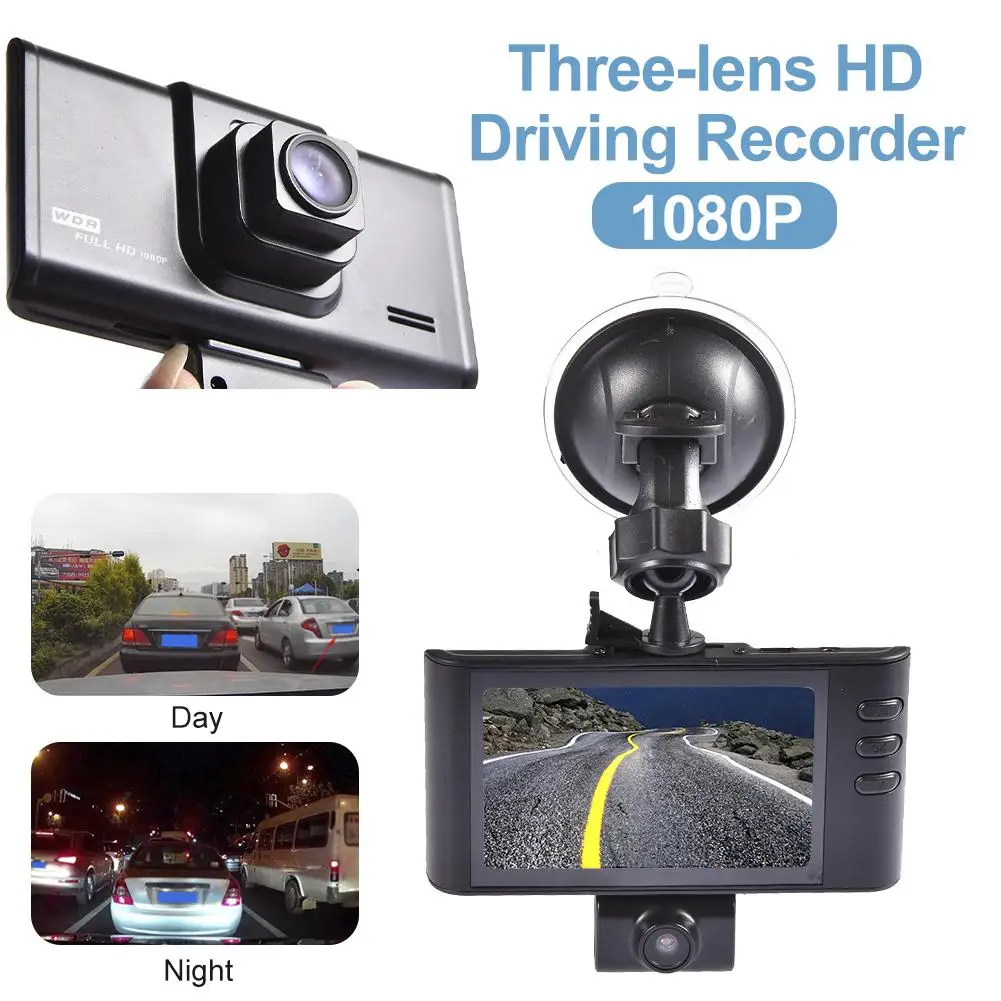 Полный HD 1080P Видеорегистраторы для автомобилей 3,2 дюймов Двойной объектив Dash Cam Видео Регистраторы g-сенсор регистратор Dashcam Камера Dvrs видео Регистраторы