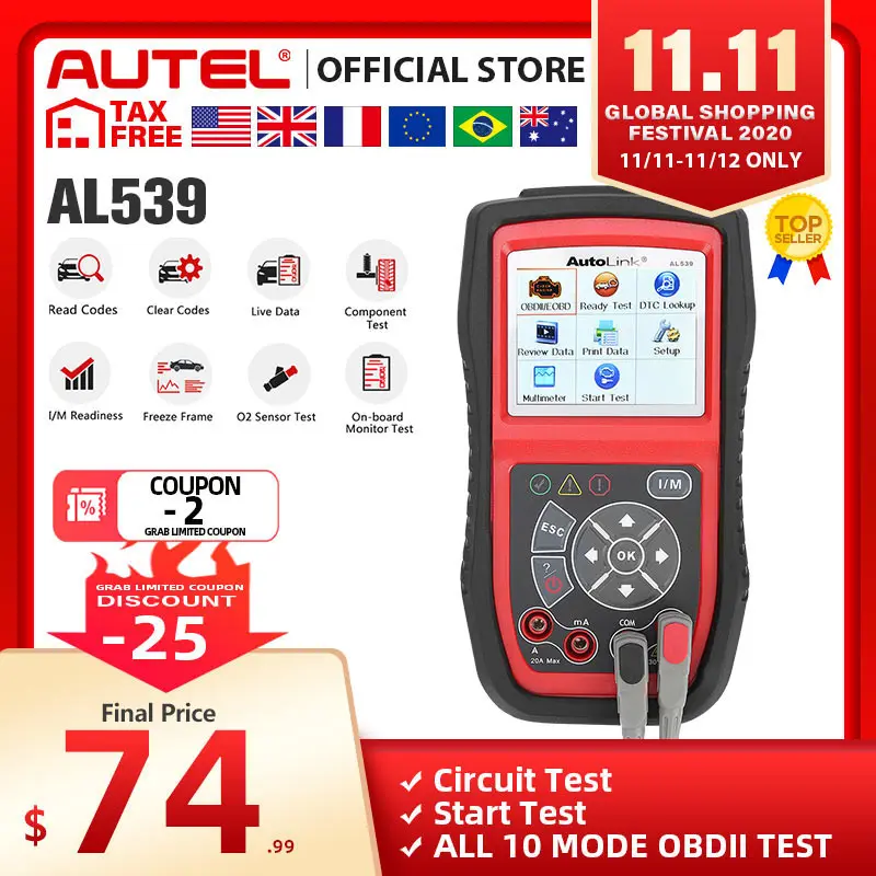 Autel AutoLink AL539 OBD2 Scanner Automotive