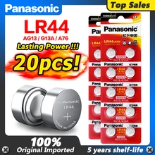 Panasonic-pilas de botón lr44, 1,5 V, A76 AG13 G13A LR1154 LR44 357A SR44 100% Original, 20 unidades