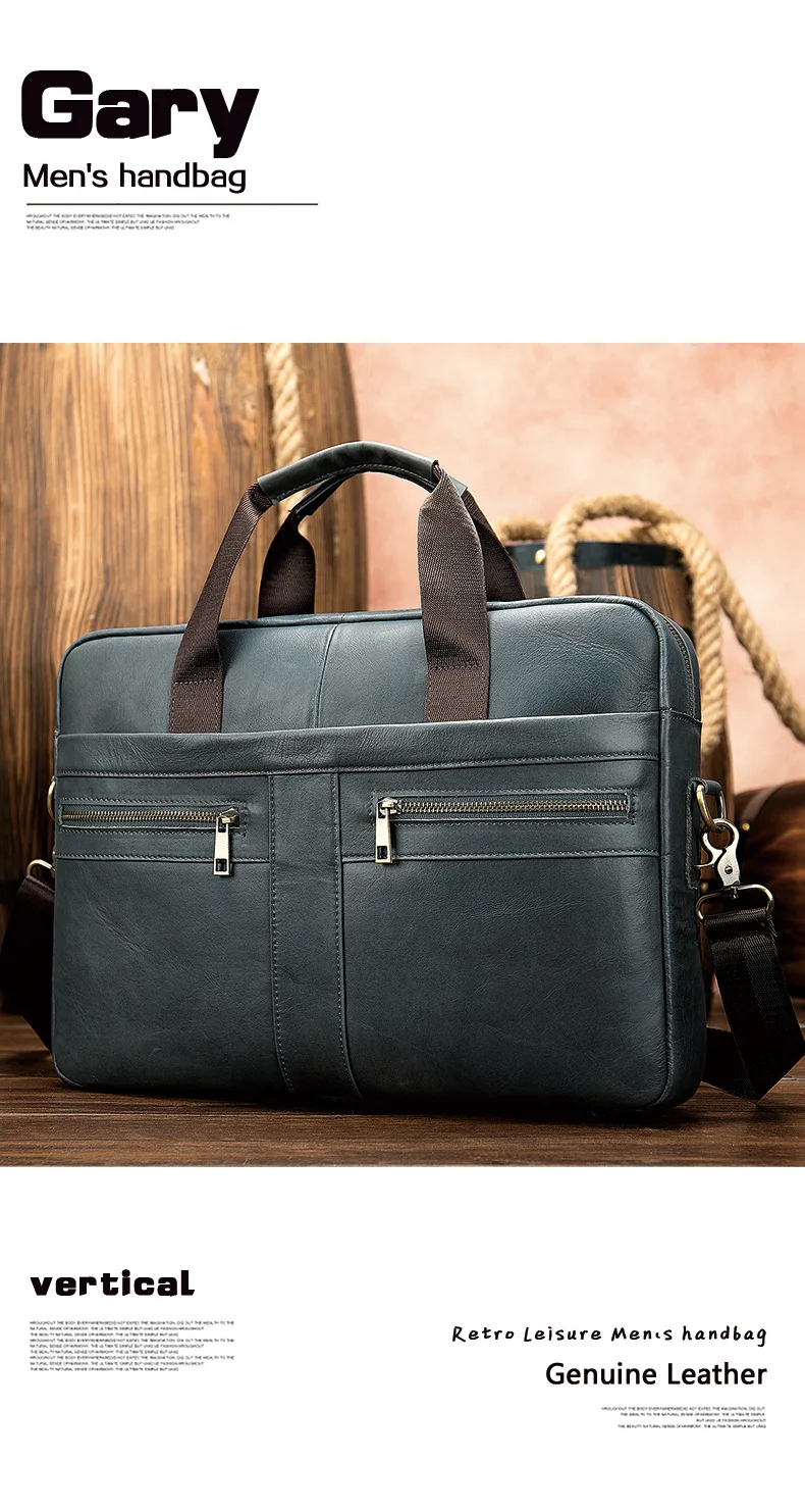 Роскошный мужской портфель из воловьей кожи, 15,4 дюймов, сумка на плечо для ноутбука, сумки для офиса, мужские сумки на молнии, стиль, Бизнес Стиль, матовая