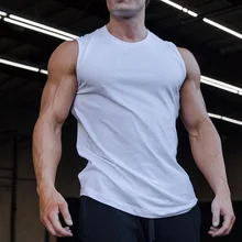 Брендовая майка для бодибилдинга, Стрингер, майка для спортзала, Мужская одежда для фитнеса, простая хлопковая рубашка без рукавов, спортивная одежда для тренировок, тонкая майка