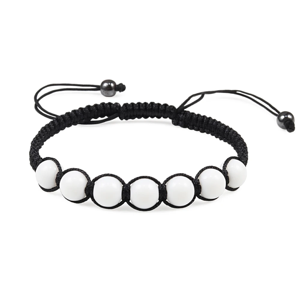 Black White Rope Bracelet Handmade Braided Natural Stone Bracelets Women Men Couple Gift Charm Friendship Jewelry Dropshipping | Украшения