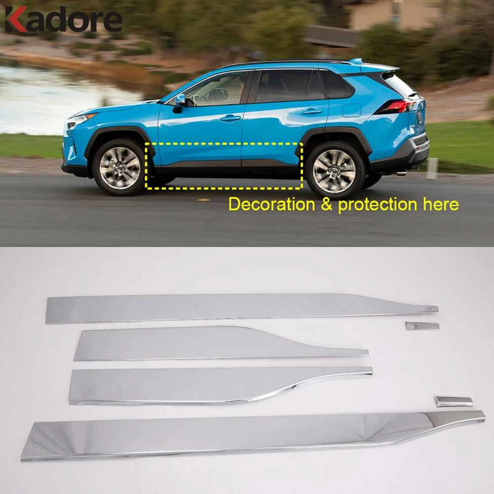 Для Toyota RAV4 RAV 4 2019 2020 2021 Хром Корпус боковой двери молдинг линия крышка отделка