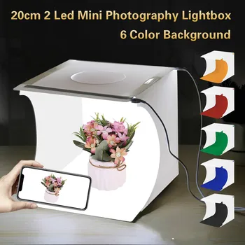 

24 Cm / 9 Inch Mini Foldable Studio LED Light Soft Box 6 Color Background Desktop Photography Light Box Lighting Box
