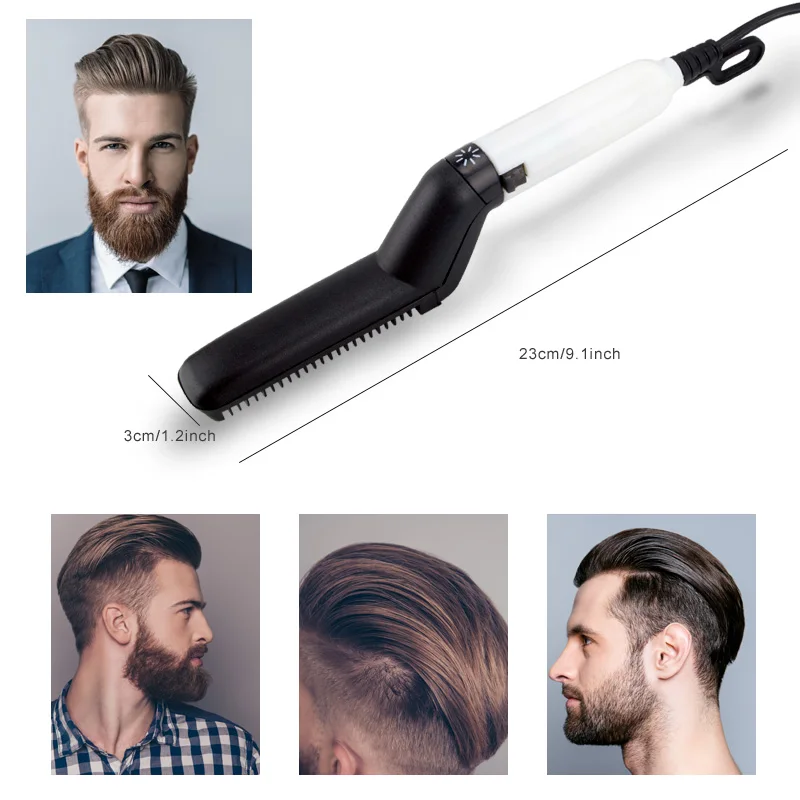 Многофункциональная электрическая расческа для волос, быстрый выпрямитель для бороды, щипцы для завивки волос для мужчин, инструмент для укладки волос, OPP сумка в упаковке