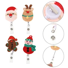 Porte Badge rétractable en tricot de noël, 4 pièces, porte Badge d'infirmière