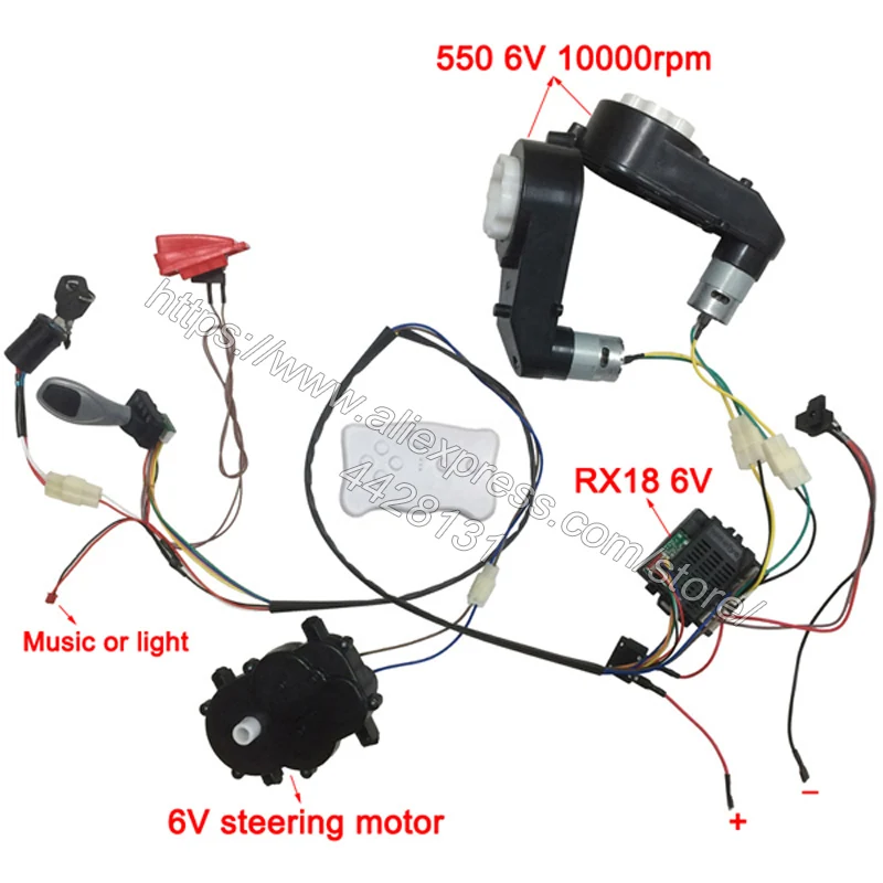 Детский Электрический Автомобиль DIY аксессуары провода и коробка передач, самодельный игрушечный автомобиль полный набор деталей для электромобиля дети едут на - Цвет: RX18 6V full set