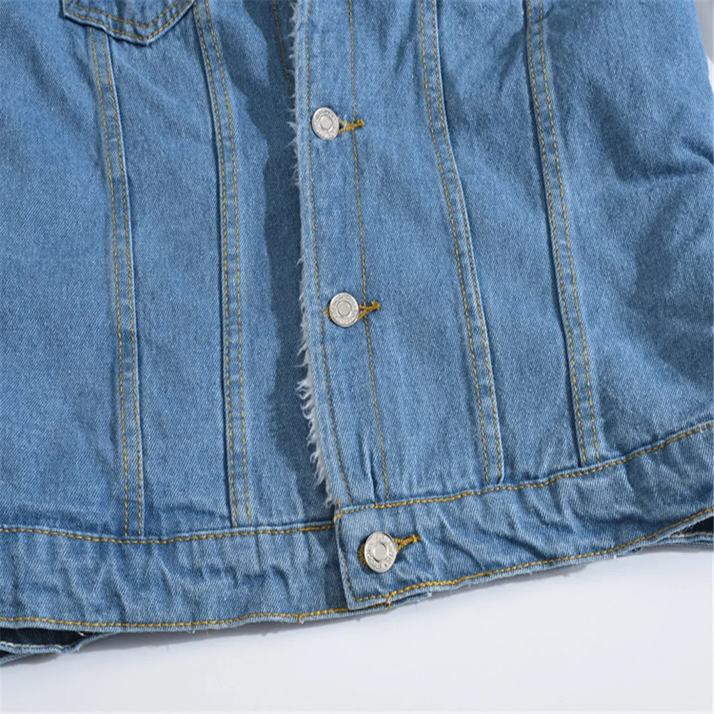 Womail Jacket Men Autumn Winter fashion Solid Retro pockets jacket Casual Plus velvet thick new denim jackets coats