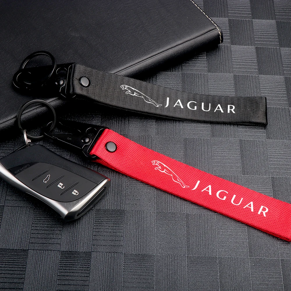 Car Accessories 1PCS Lanyard Keychain Streamer Bag Pendant Keyring For Jaguar X-TYPE F-TYPE S-TYPE XE XF XJ XJR XFR XJS F-PACE