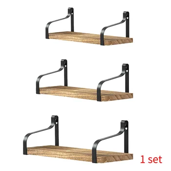 

3pcs Home Kitchen Bathroom Wall Mounted Rustic Wood Living Room Bedroom Decorative Durable Display Floating Shelves Set Storage