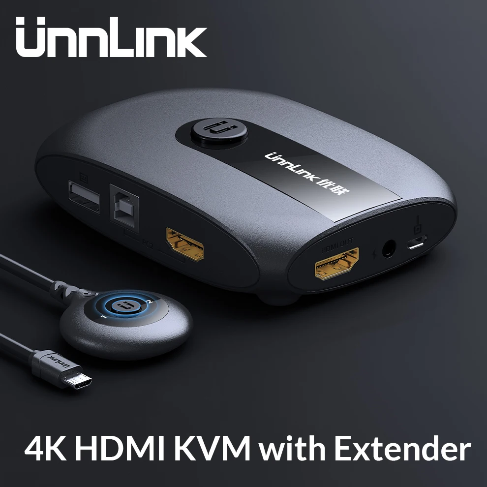 Unnlink 2 порта HDMI KVM переключатель с расширителем 4K 1080P USB2.0 обмен монитор принтер
