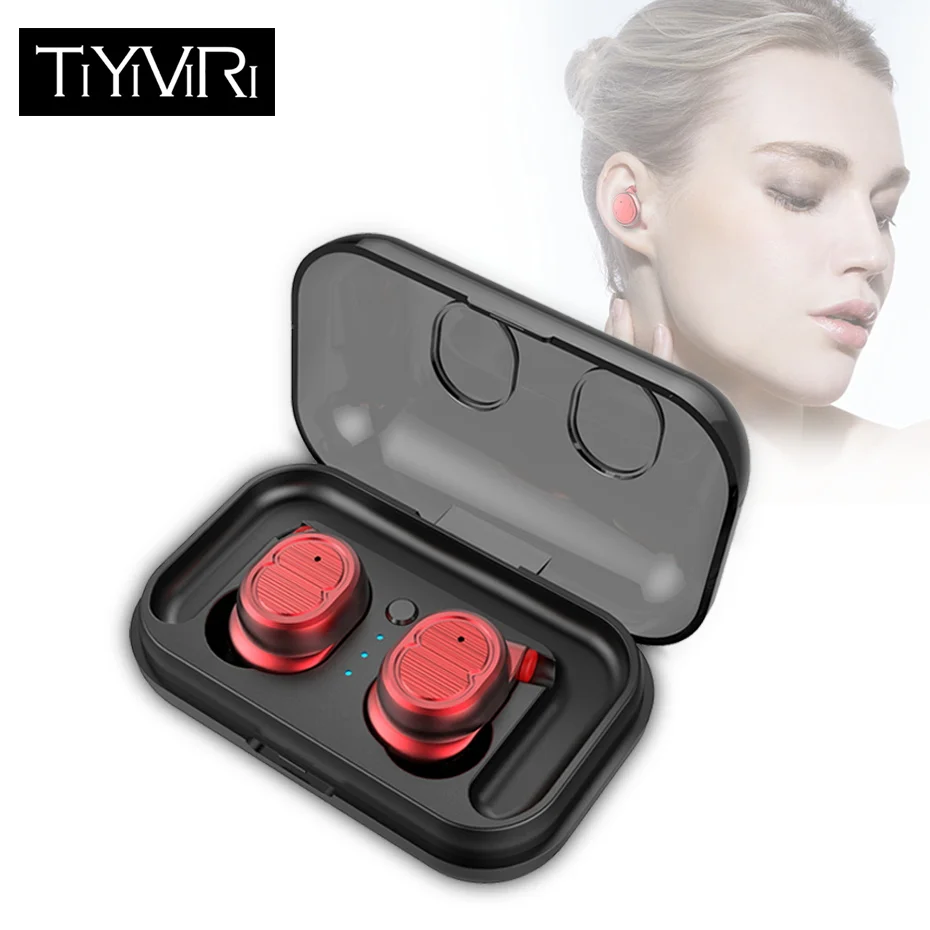 TiYiViRi TWS-8 Bluetooth 5.0 Earphone Earbuds Earpiece Mini Twins Stereo Mic Sport Wireless Headphone for All Smart Phone