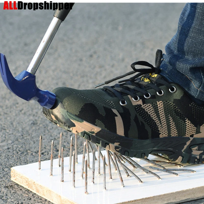 Men's Steel Toe Work Safety Shoes Casual Breathable Outdoor Sneakers Puncture Proof Boots Comfortable Industrial Shoes For Men
