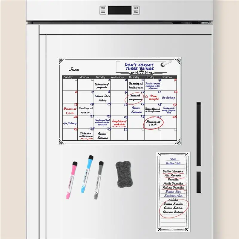 Магнитный календарь сухого стирания и магнитный список покупок набор ежемесячный планировщик доска идеально подходит для планирования еды ежедневных задач