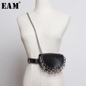 

[EAM] Pu Leather Chain Split Mini-ba Split Long Belt Personality Women New Fashion Tide All-match Spring Autumn 2020 1K385