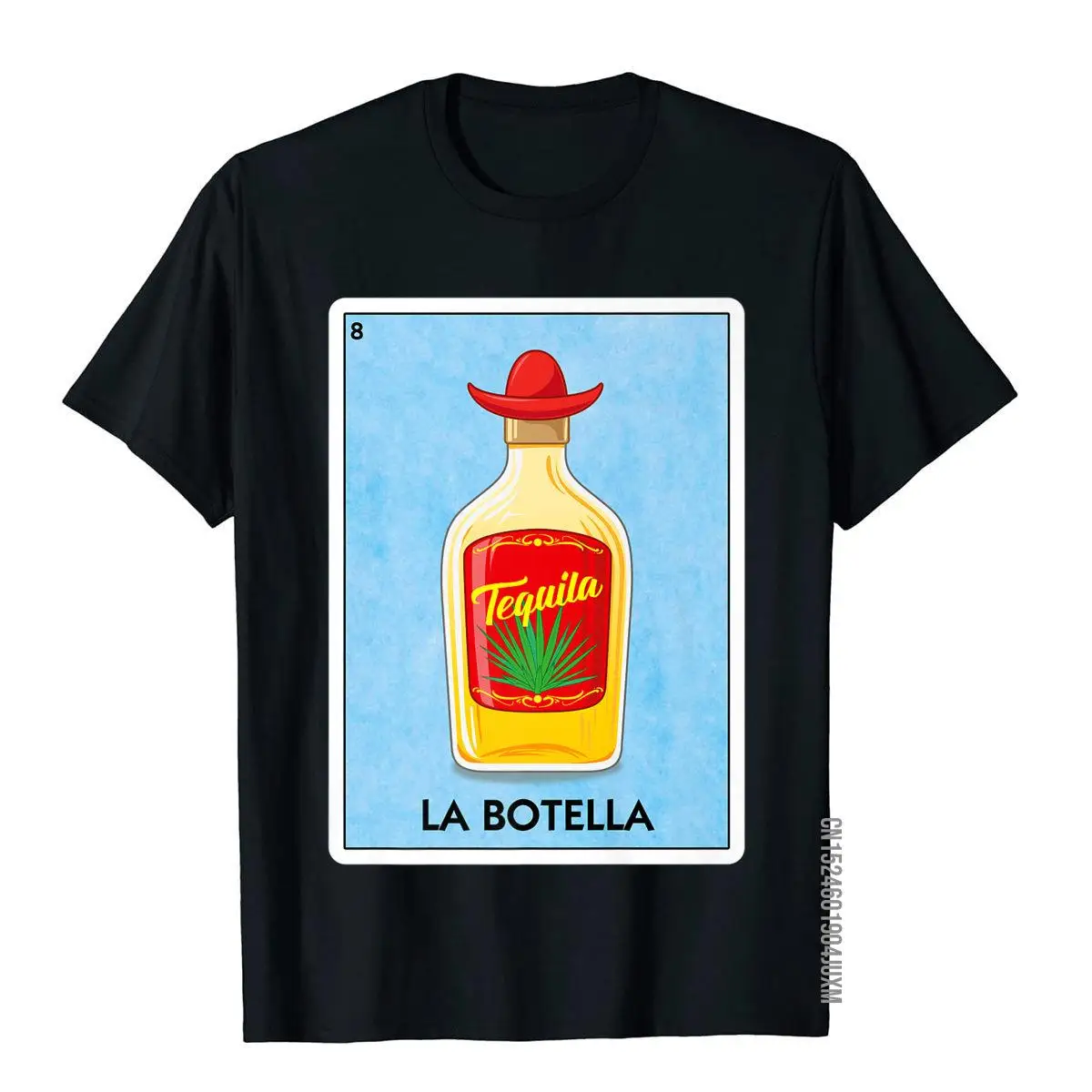 La Botella Mexican Card Game Tequila Bottle Sombrero Premium T-Shirt__97A690black