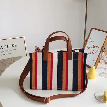 

Luxury Brand Women Shoulder Bags Eco Striped Thicken Canvas Handbag Female Big Tote Bag Ladies Shopping Beach Bags Purses sac