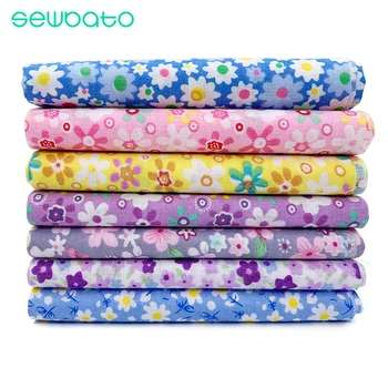 

SEWBATO 7pcs 50cm X48cm Free Shipping Plain Thin Patchwork Cotton Fabric Floral Series Blue Charm Quarters Bundle Sewing